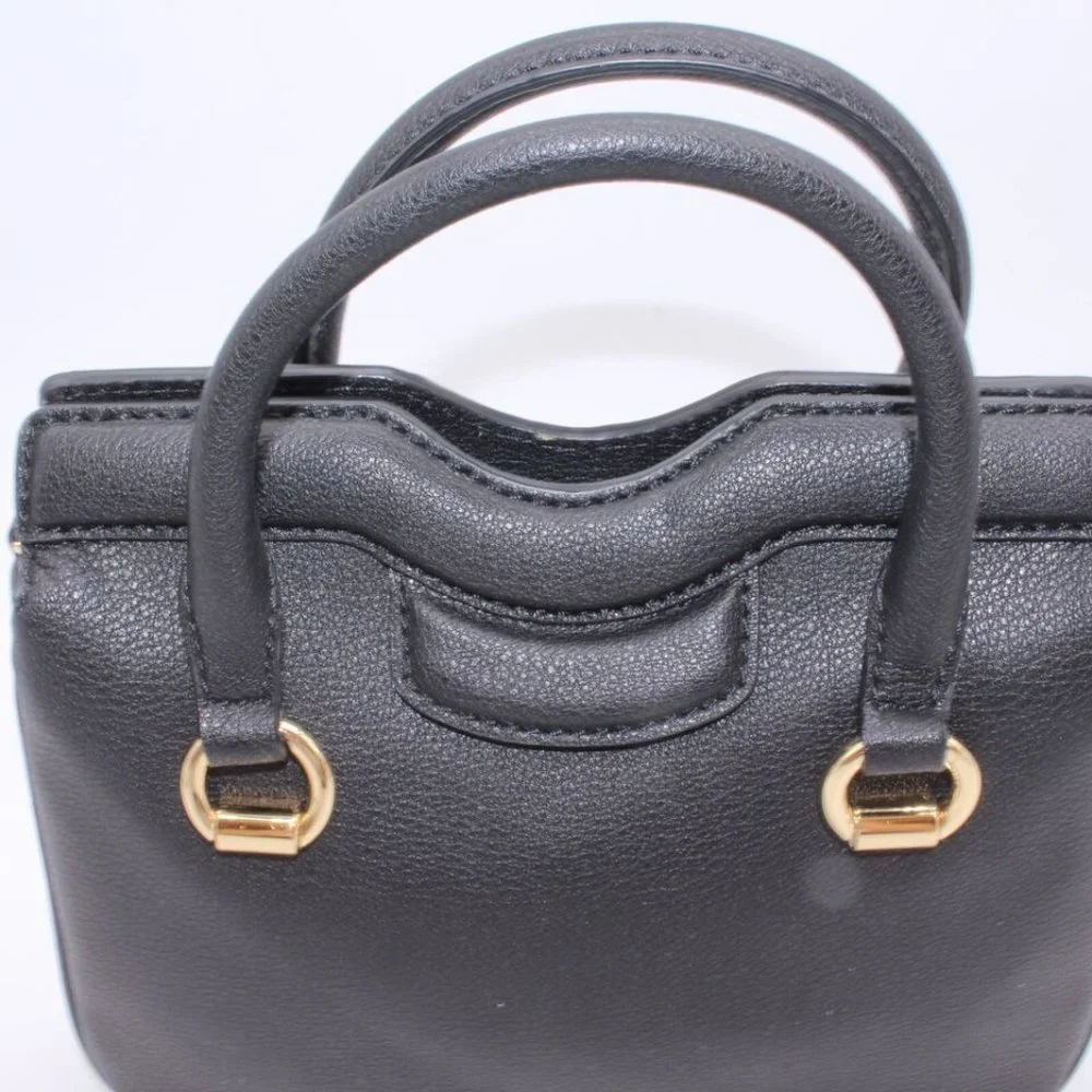 Michael Kors SATCHEL Shoulder Bag Purse Logo Black Leather Gold New No Strap